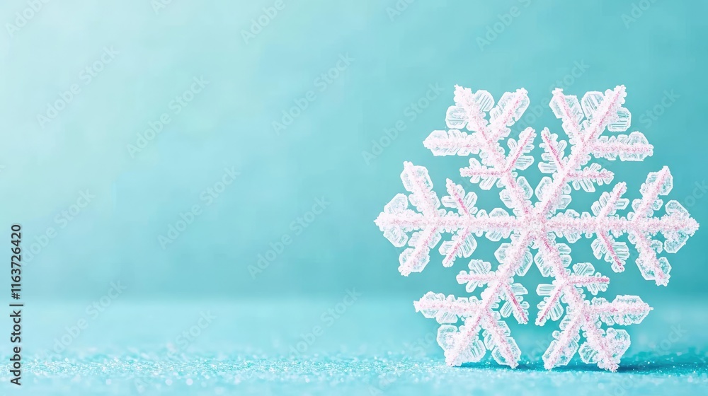 Poster snowflake abstract background concept. delicate snowflake on a serene blue background, symbolizing w