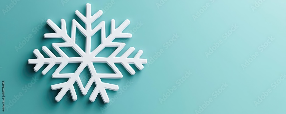 Aufkleber snowflake abstract background concept. a close-up of a white snowflake against a soft turquoise back
