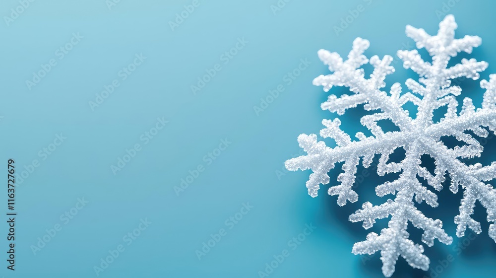 Poster snowflake abstract background concept. a delicate snowflake on a cool blue background showcasing win