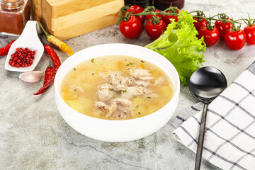 Homemade chicken soup with vegetables