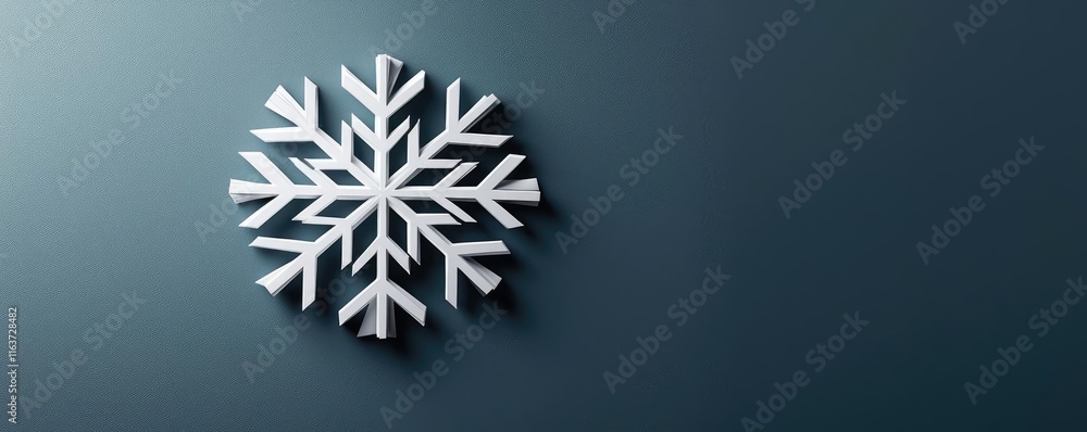 Poster snowflake abstract background concept. a pristine snowflake design against a dark background, symbol