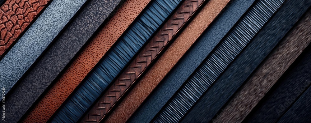 Poster brushed abstract background idea. a close-up view of various textured leather patterns in rich tones