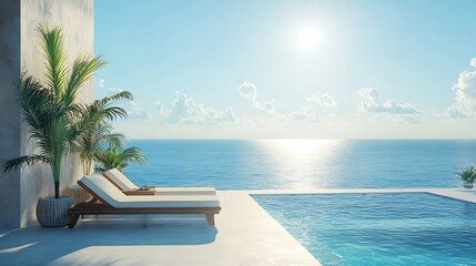 Obraz premium Relaxing poolside retreat coastal paradise scenic photography daylight
