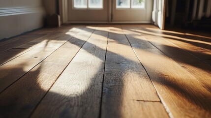 Sunlit Wooden Floor: A Warm and Serene Interior