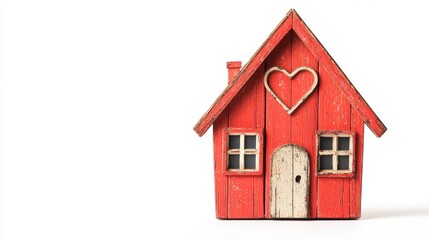 Heart-Shaped House Roof Illustration in Whimsical Cartoon Style on White Background for Campaign Messages