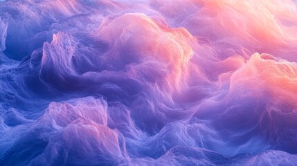 Fototapeta premium Soft pastel waves gently swirl together, showcasing beautiful shades of pink and purple. This tranquil coastal landscape evokes peace and serenity during sunset