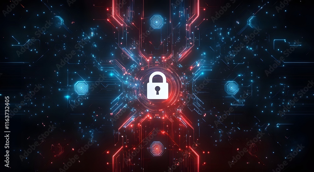 Poster concept of improving future internet systems and cybersecurity with digital background. which repres