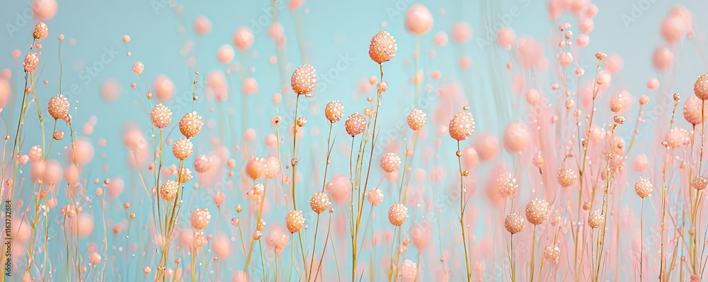 Poster splatter abstract background concept. a beautiful array of delicate pink flowers swaying gently in a