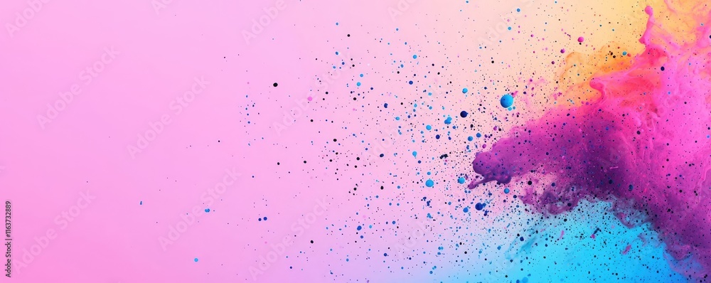 Poster splatter abstract background concept. vibrant splash of colorful powder against a pastel backdrop wi