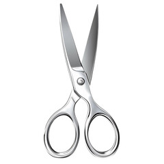 chrome scissors on white background