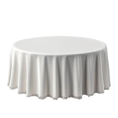 white round tablecloth with lace trim on transparent background