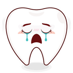 tooth crying face cartoon cute