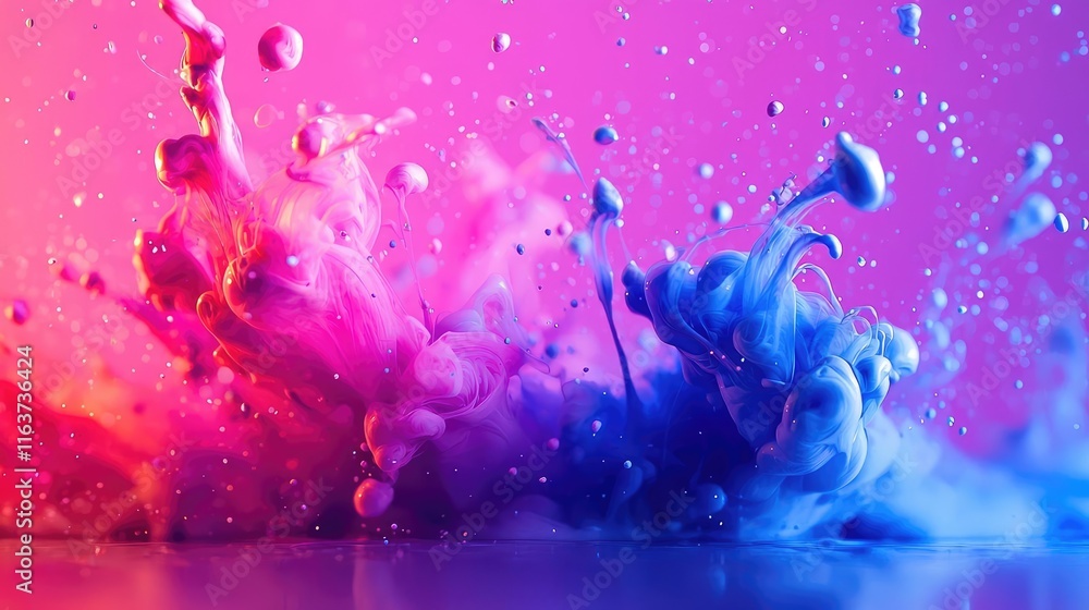 Poster splatter abstract background concept. colorful ink splashes create a vibrant abstract background for