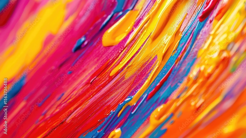 Poster splatter abstract background concept. vibrant abstract painting with bold brush strokes in vivid col