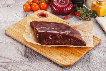 Raw beef liver for cooking