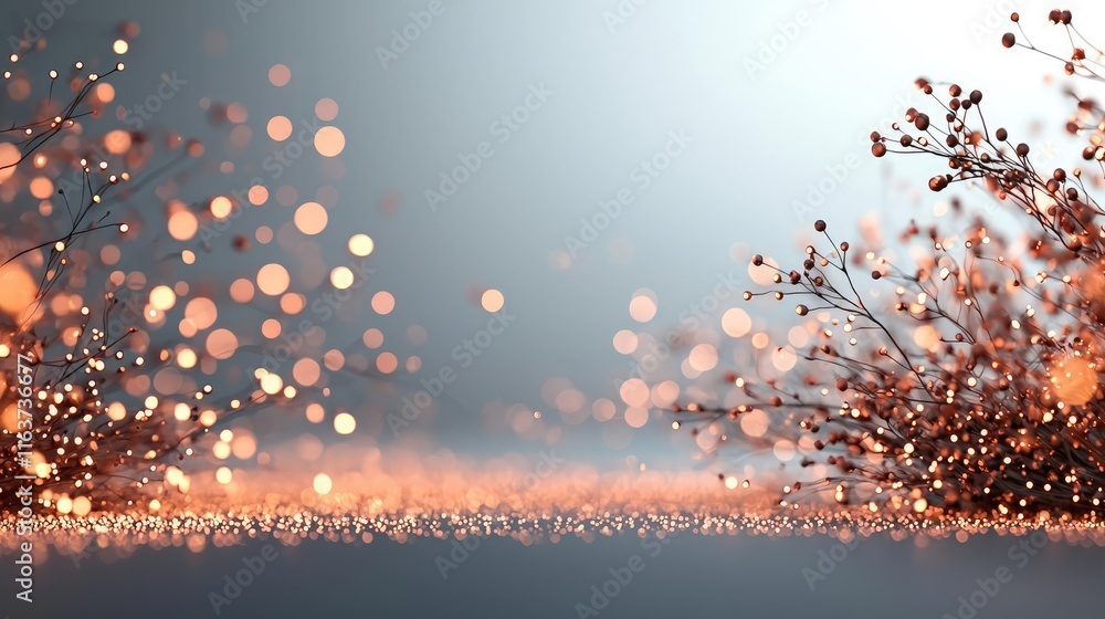 Poster splatter abstract background concept. a beautiful arrangement of shimmering lights and delicate twig