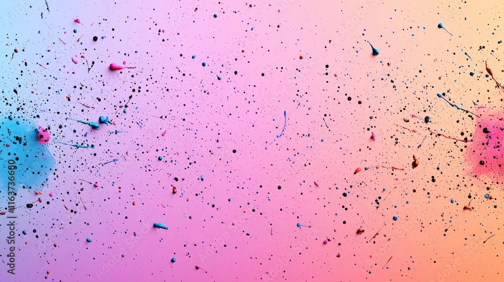 Poster splatter abstract background concept. colorful splashes of paint create an artistic abstract backgro
