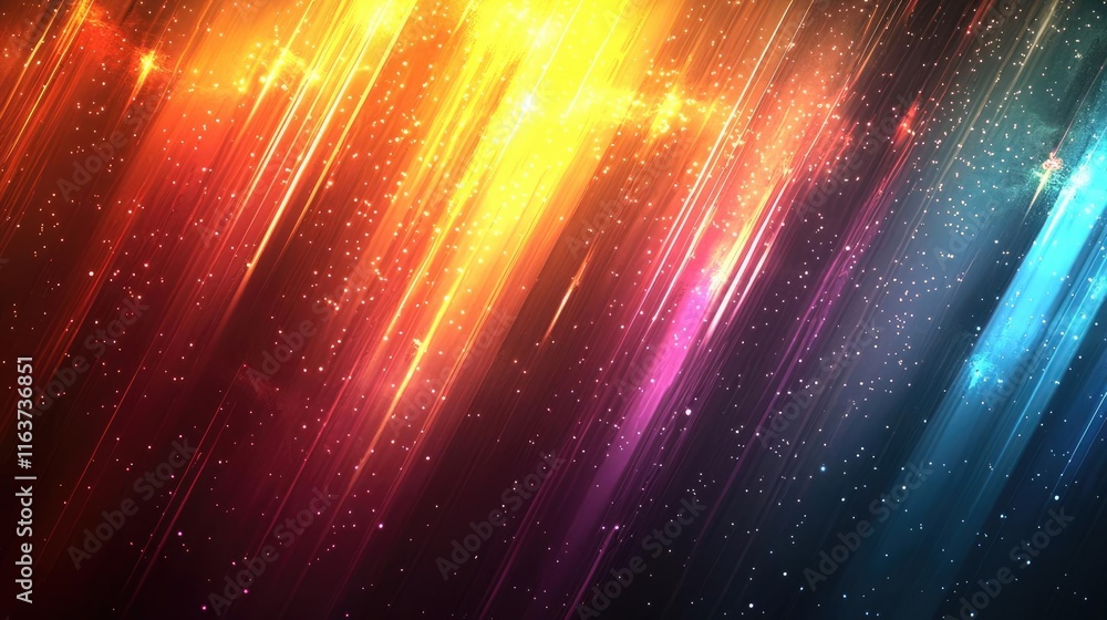 Poster splatter abstract background concept. a vibrant explosion of colorful light streaks creating a dynam