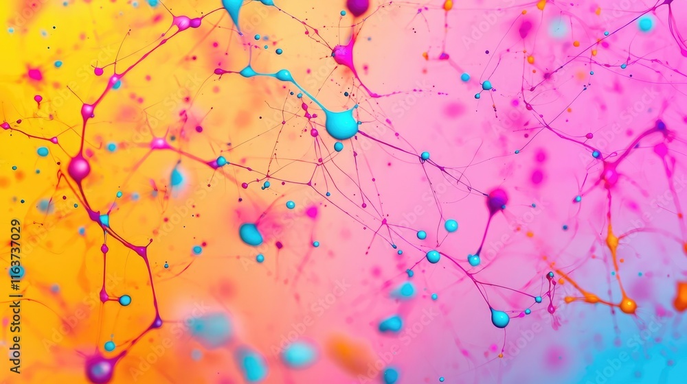 Poster splatter abstract background concept. vibrant abstract background with colorful dots and lines, perf