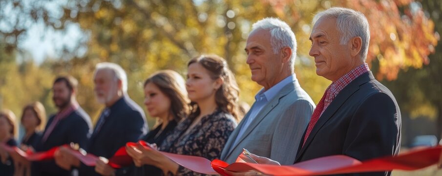 Ribbon Cut Ceremony Outdoors, Generative AI