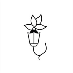 Flower Wrapped Around Glowing Lantern Vector Illustration