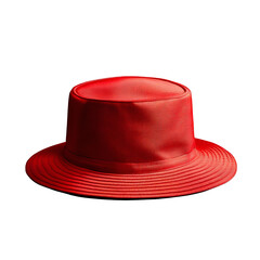 red boater hat on white background