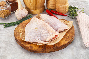 Raw chicken thigh for cooking