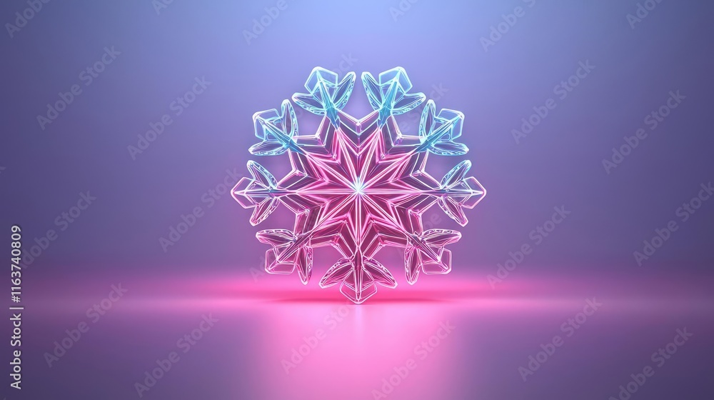 Poster snowflake abstract background concept. a vibrant snowflake design illuminated with colorful lights, 