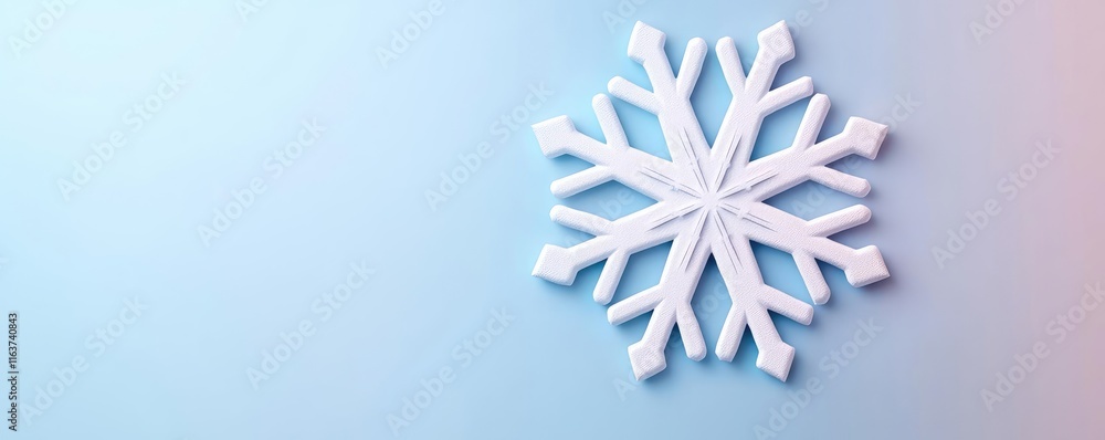 Poster snowflake abstract background concept. a delicate snowflake gracefully rests against a soft blue bac