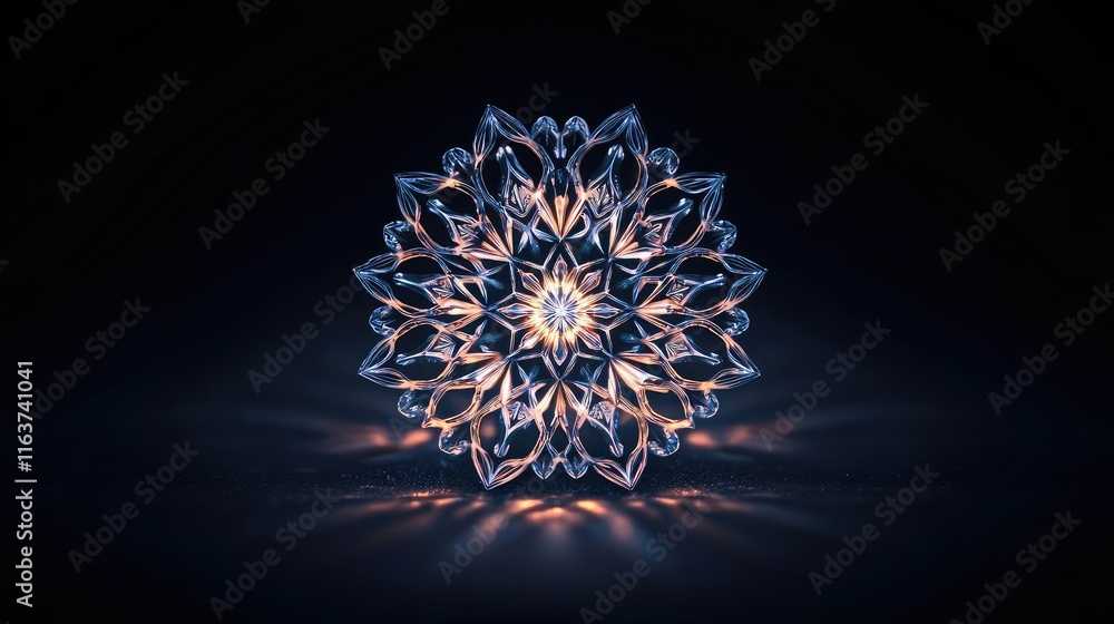 Poster snowflake abstract background concept. a vivid mandala design radiating intricate patterns and vibra