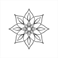 Tribal Patterned Flower Vector Art on White Background