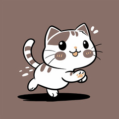 cartoon cat joyfully running across 3
