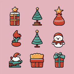 collection of festive Christmas icons