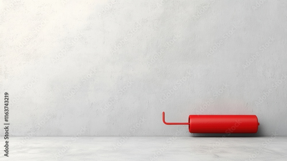 Poster minimalist paint roller applying a smooth and uniform layer of paint or texture on a blank wall surf