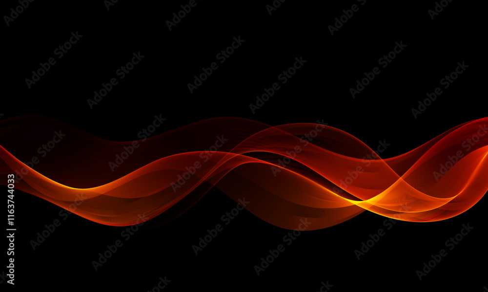 Wall mural black luxury background with gold wavy lines in an abstract wave shape.