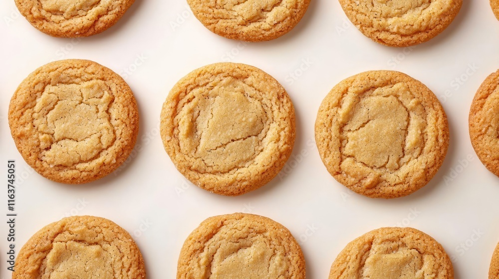 Aufkleber minimal cookies idea. delicious freshly baked cookies arranged in a neat pattern on a white backgrou