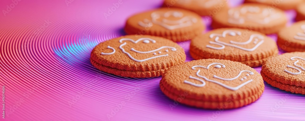 Poster minimal cookies idea. colorful cookies arranged creatively with a vibrant background for a playful p