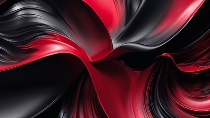 A Mesmerizing Black and Red Modern Abstract Composition, Featuring Bold, Dynamic Shapes and Fluid Lines, Creating a Striking Visual Contrast That Evokes Passion and Energy