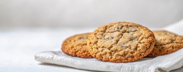 Minimal cookies idea. Delicious freshly baked cookies resting on a soft linen cloth.