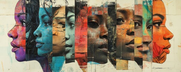 People Faces Collage Set, Generative AI