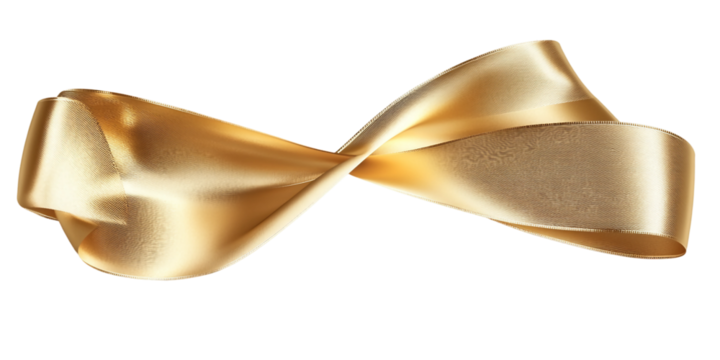 Gold ribbon is shown in a white background.