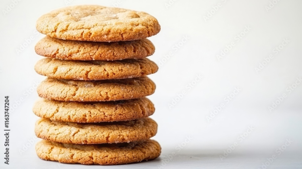 Poster minimal cookies concept. a stack of delicious and freshly baked cookies on a clean, simple backgroun