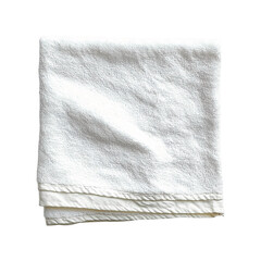 white cotton towel folded on white background