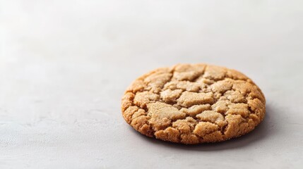 Minimal cookies idea. Deliciously baked cookie with a crispy surface and chewy interior on a neutral backdrop.