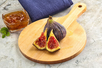 Purple ripe fig with cut