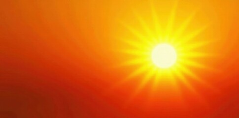 Obraz premium Abstract yellow sunburst on orange backdrop, glowing effect, heat, radiant