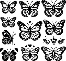 Monarch Butterfly vector black silhouette cricut design for T-shirt