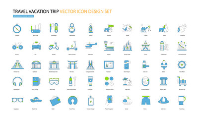 Holiday and Trip Travel Vector Icon Design with Editable Stroke