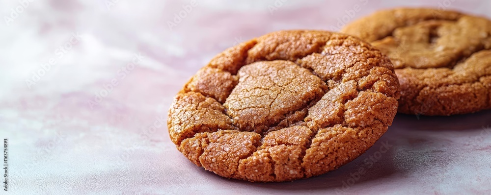 Poster minimal cookies concept. delicious freshly baked cookies with a crunchy texture on a soft background