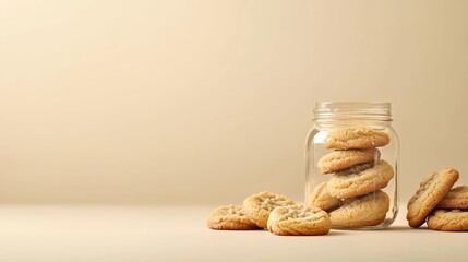 Minimal cookies concept. Delicious cookies in a jar, perfect for a sweet treat or snack celebration.